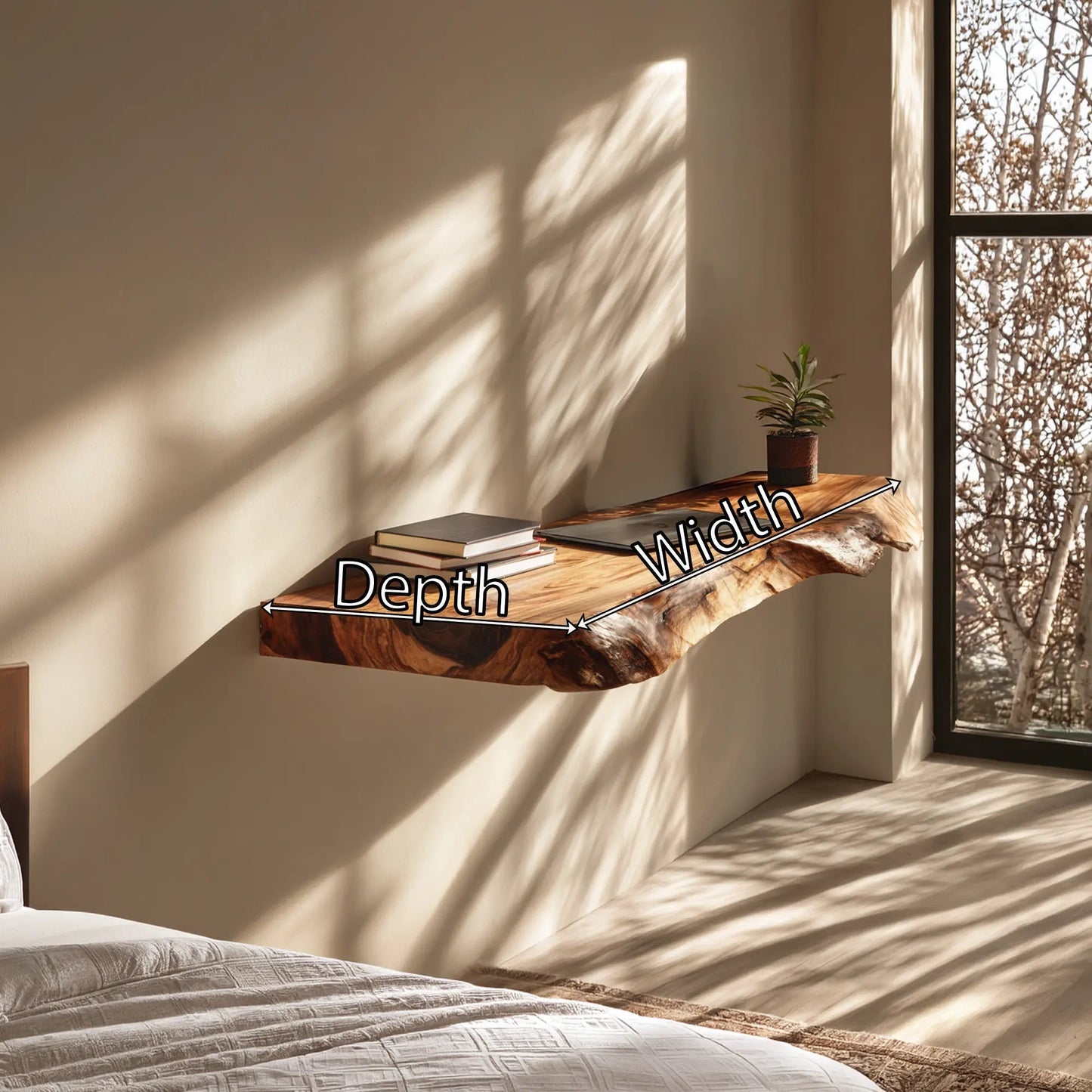 Natural Live Edge Wood Floating Shelf for Modern Wall Decor Kitchnce