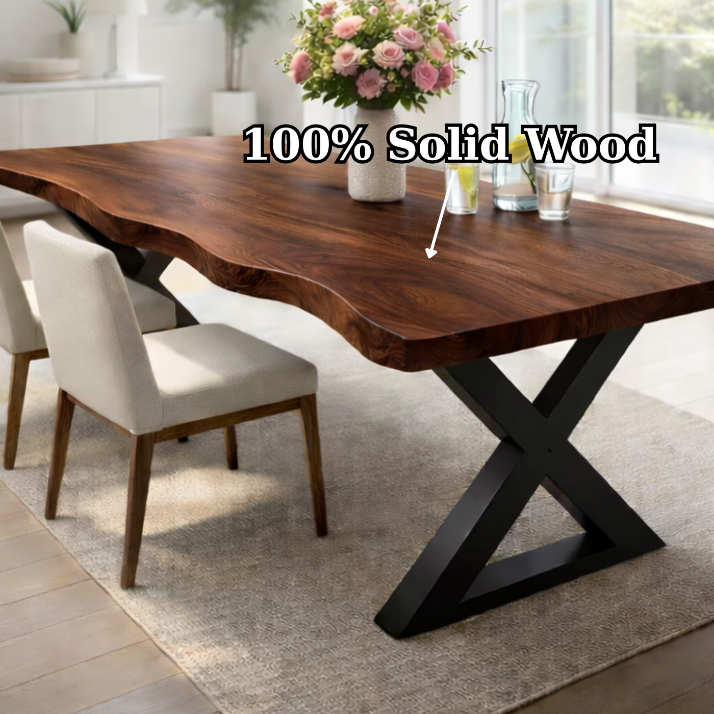 Modern Live Edge Dining Table with Metal Legs for Contemporary Interiors