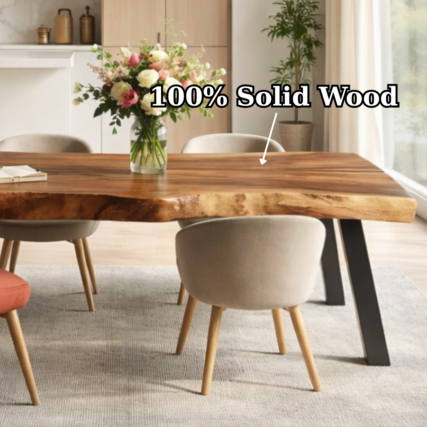 Live Edge Solid Wood Dining Table for Modern Interiors