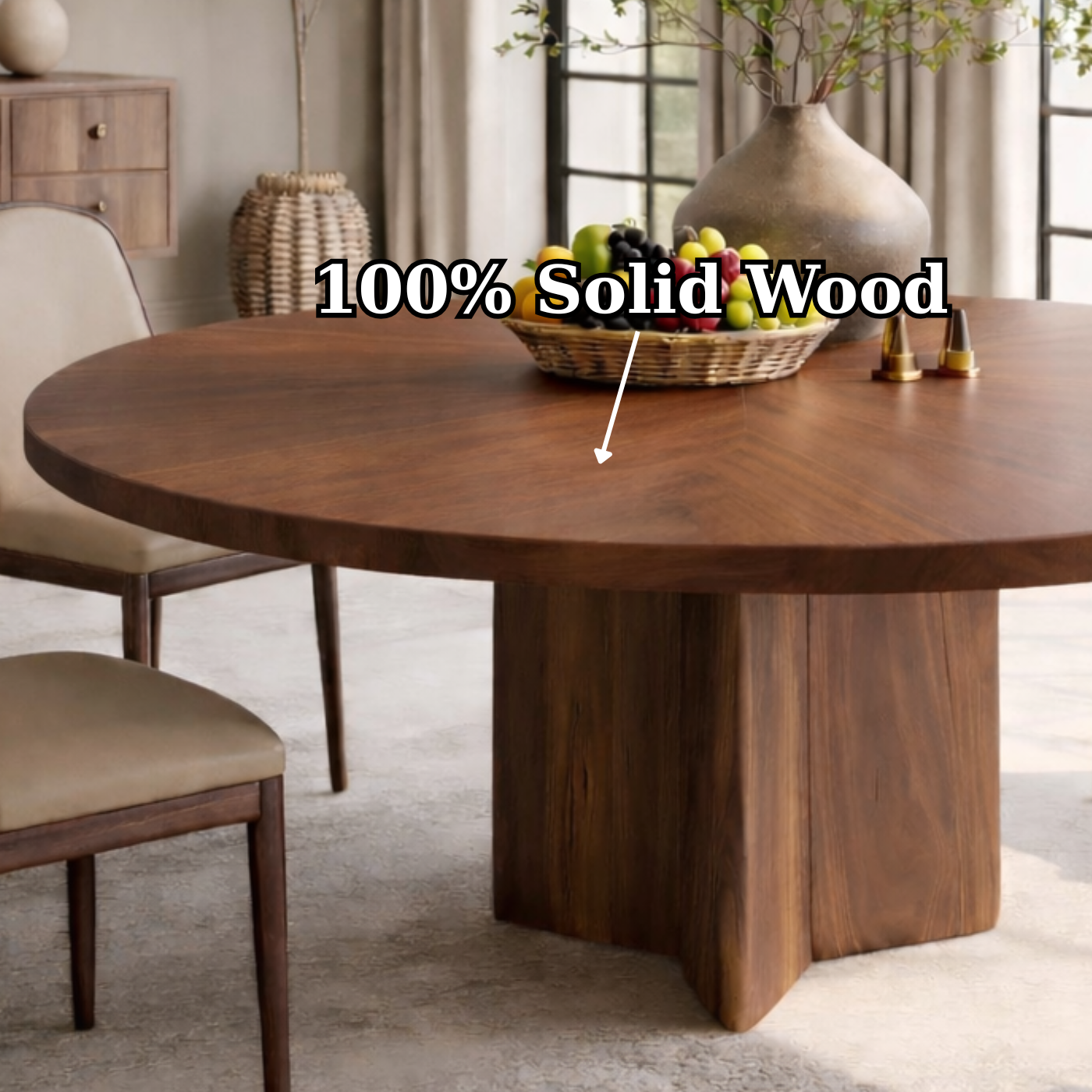 Luxury Solid Wood Round Dining Table for Elegant Interiors