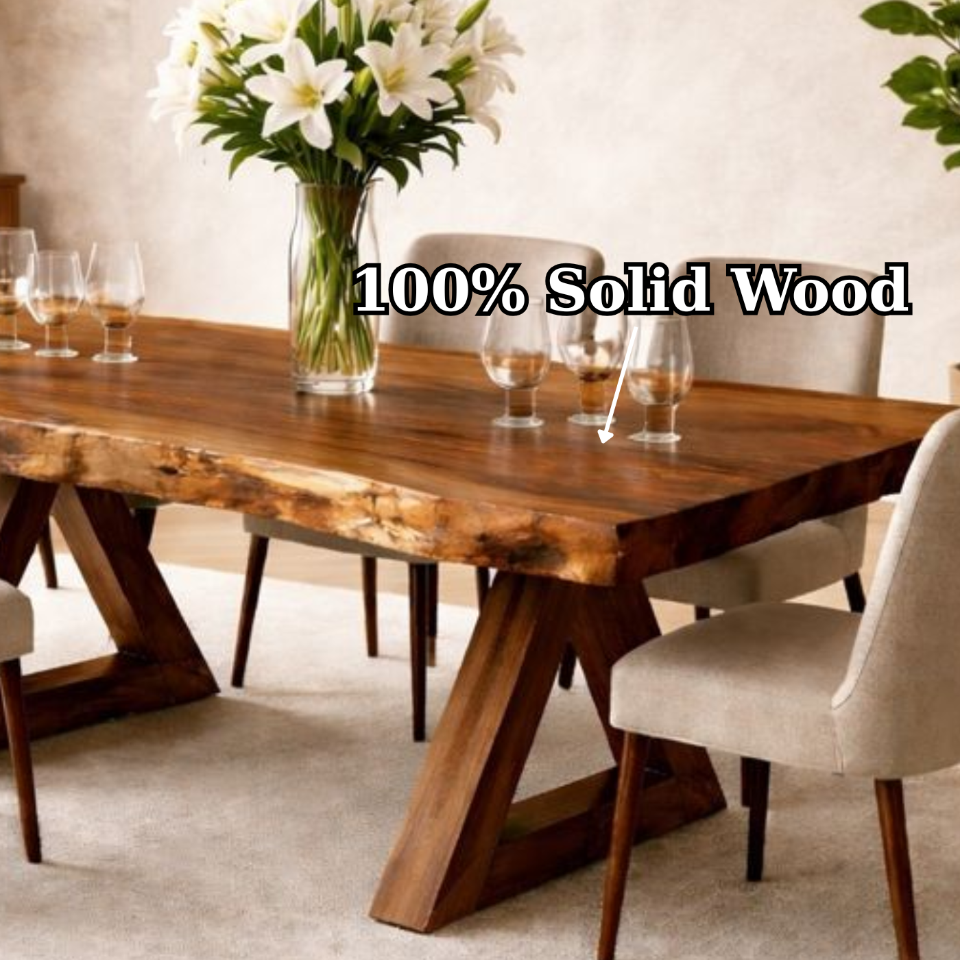 Handcrafted Solid Wood Live Edge Dining Table for Contemporary Homes