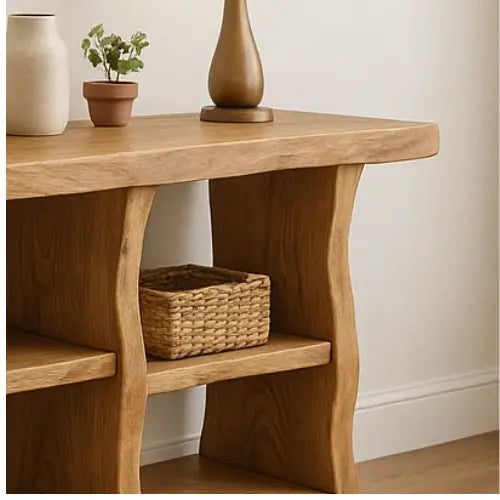 Handcrafted Solid Wood Sculptural Console Table – Organic Modern Design Kitchnce
