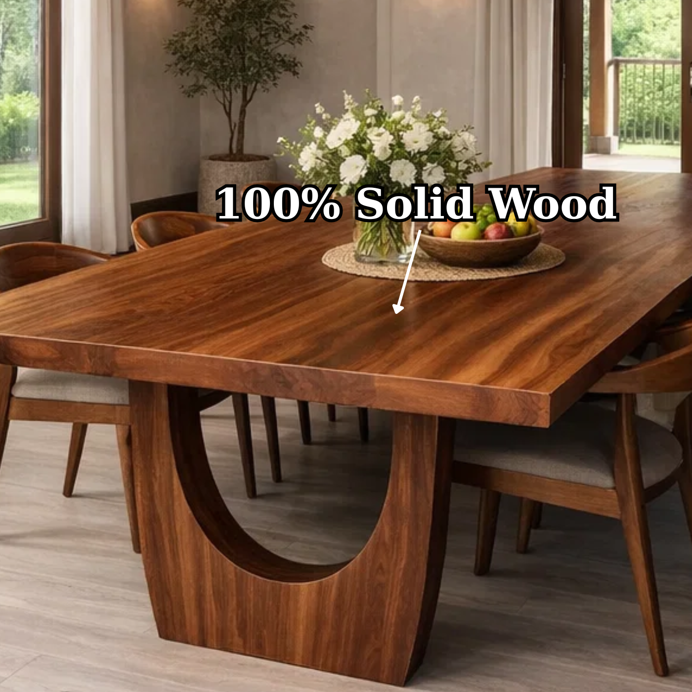 Handcrafted Solid Wood Dining Table for Modern Home Decor