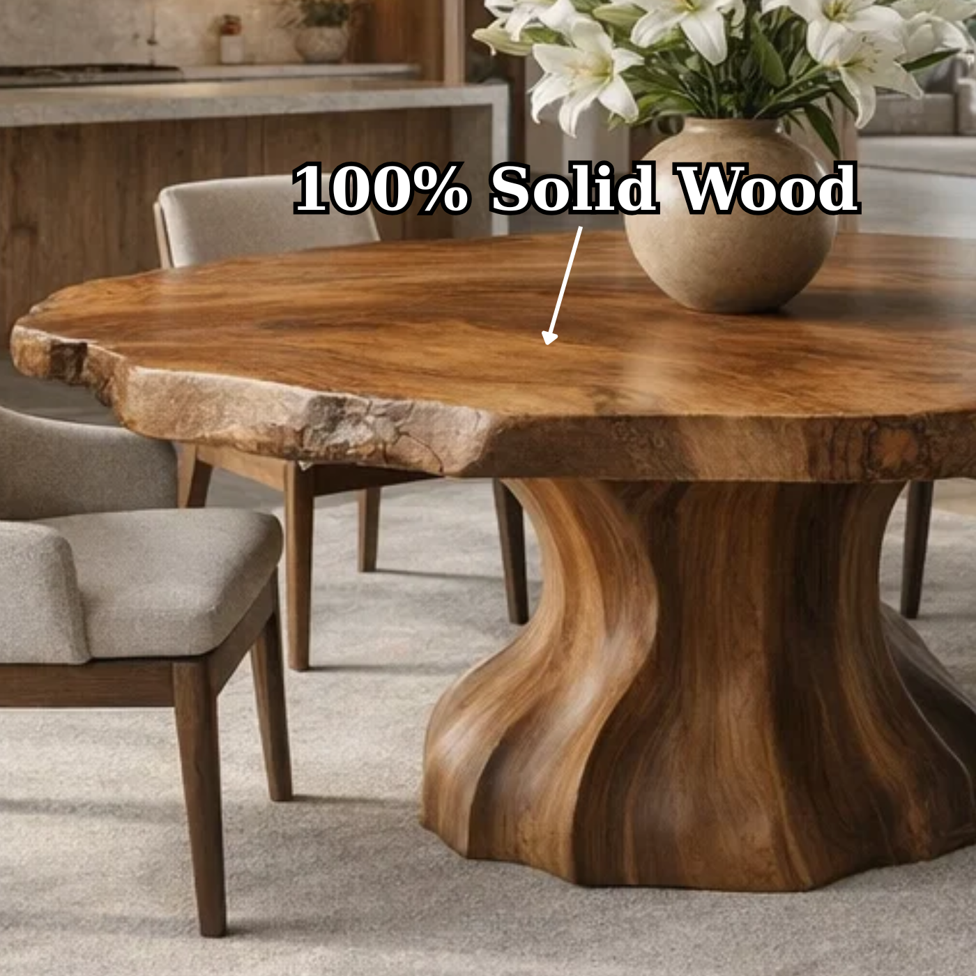 Handcrafted Round Wood Dining Table For Modern Homes
