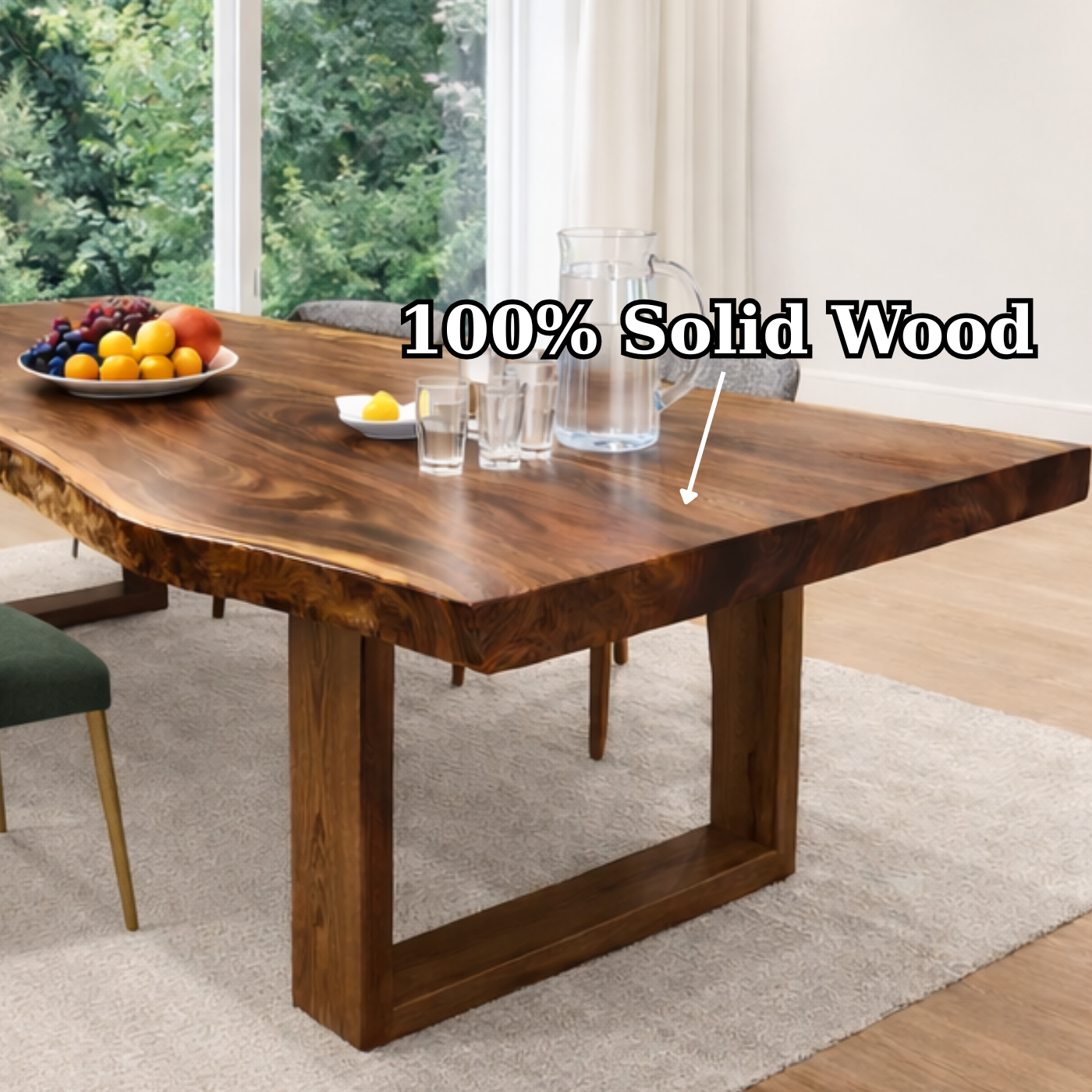 Modern Live Edge Solid Wood Dining Table