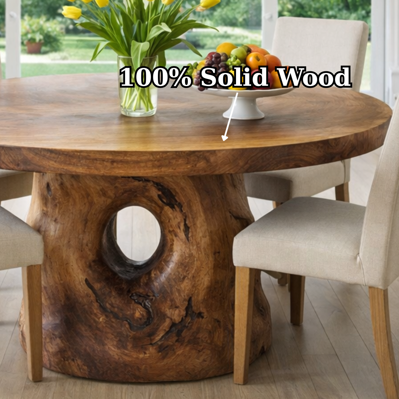 Handcrafted Round Solid Wood Dining Table for Modern Home Decor