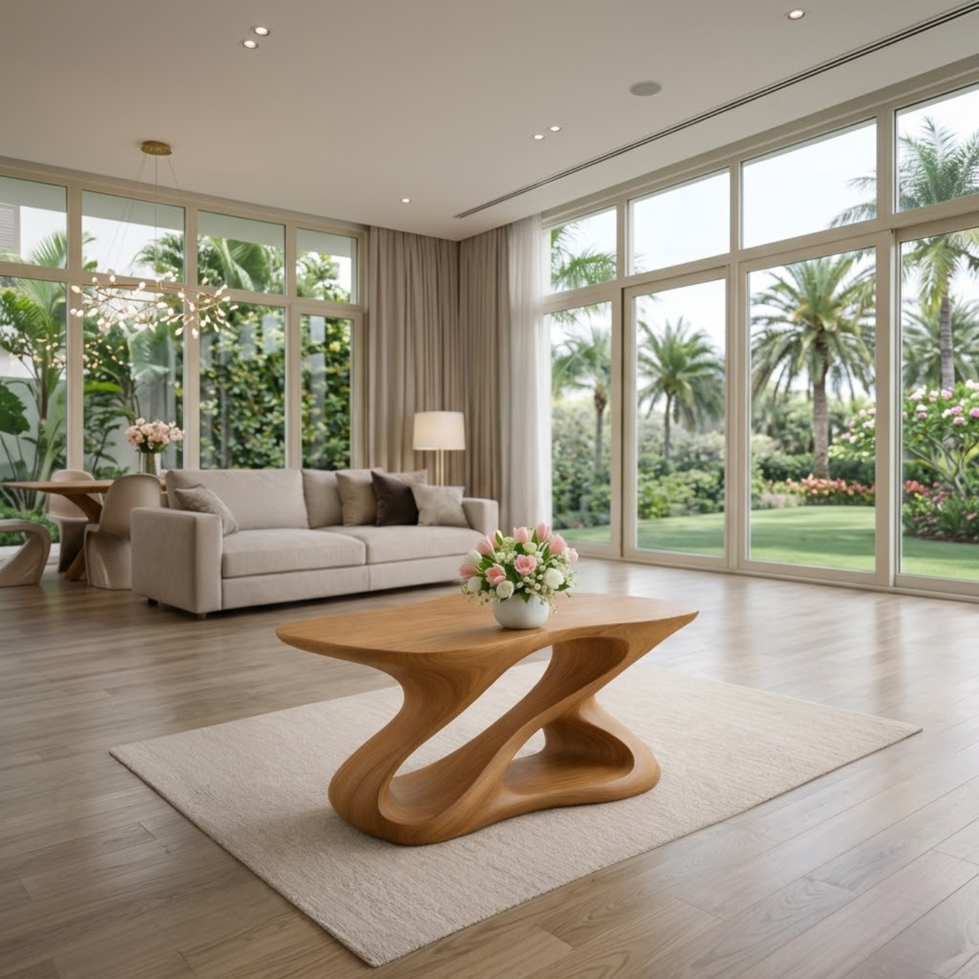 Sculptural Solid Wood Coffee Table for Modern Living Rooms