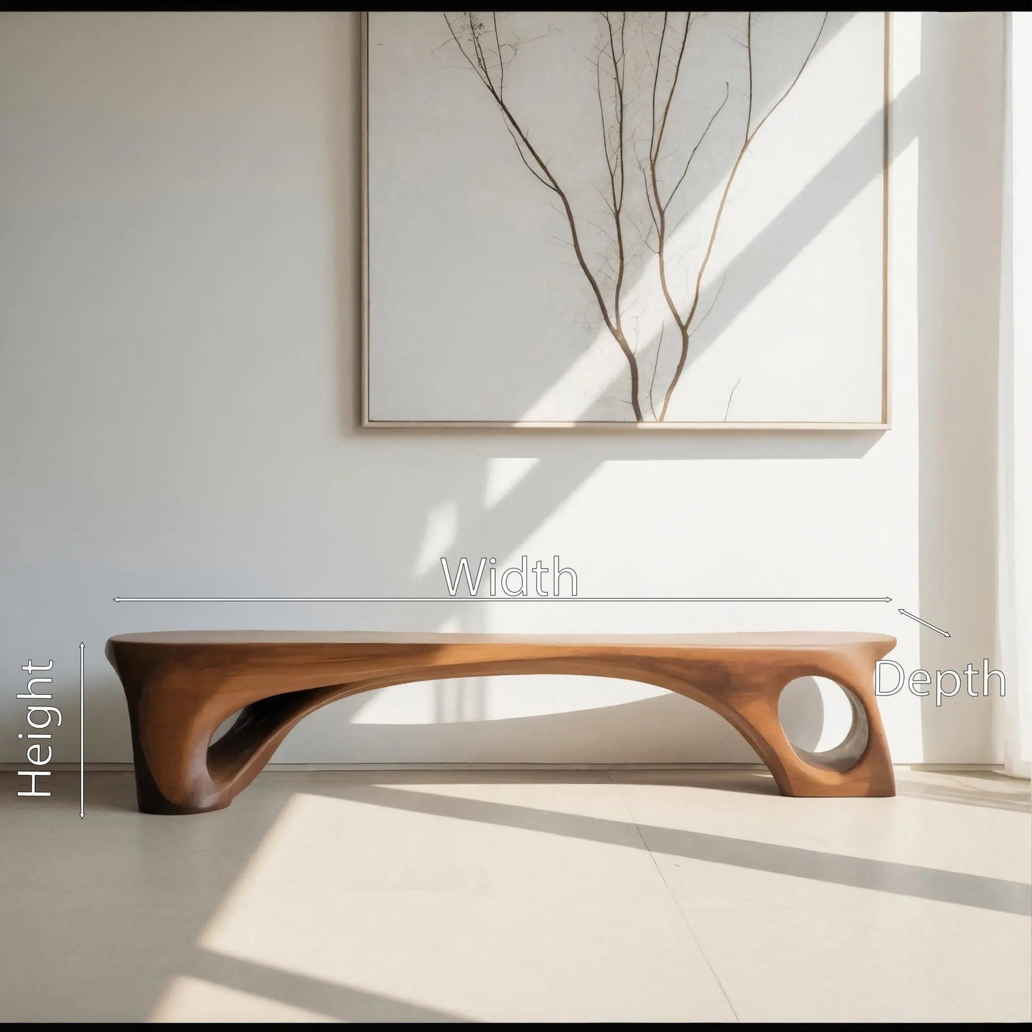 Modern Sculptural Bench With Curved Design For Living Room Kitchnce