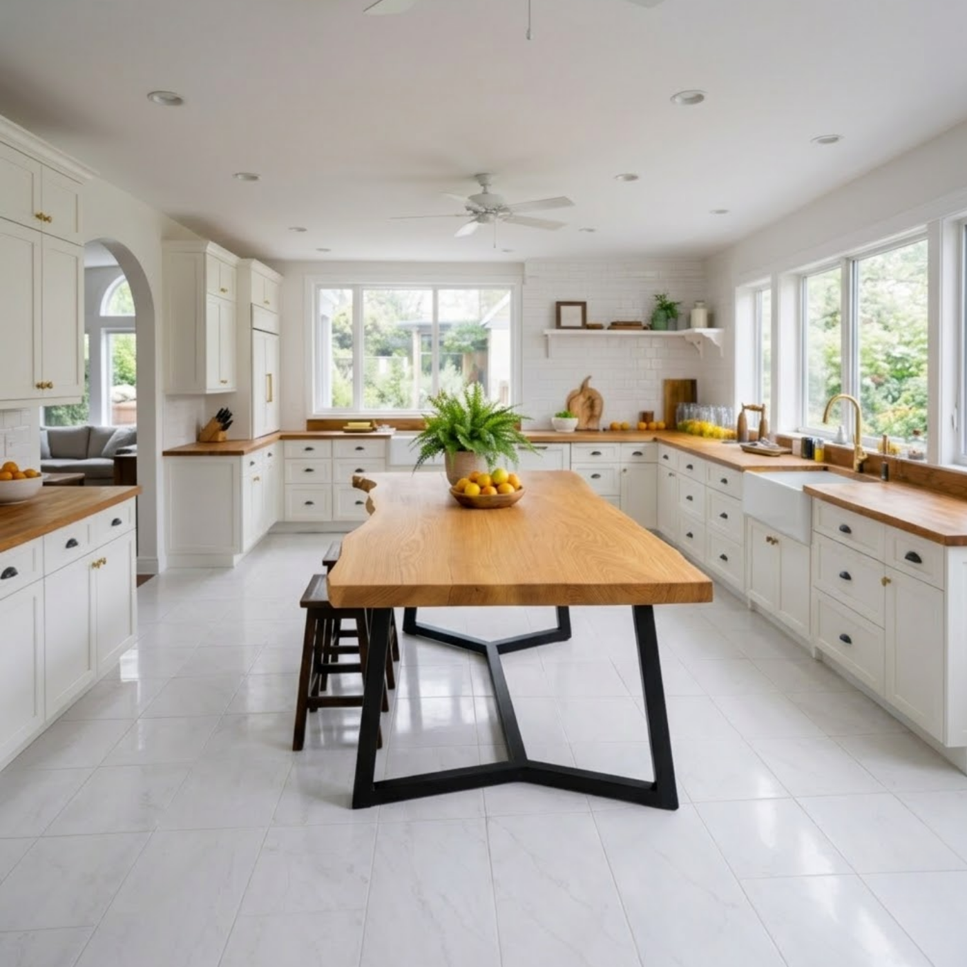 Live Edge Solid Wood Dining Table with Modern Black Metal Legs Rustic Kitchen Table
