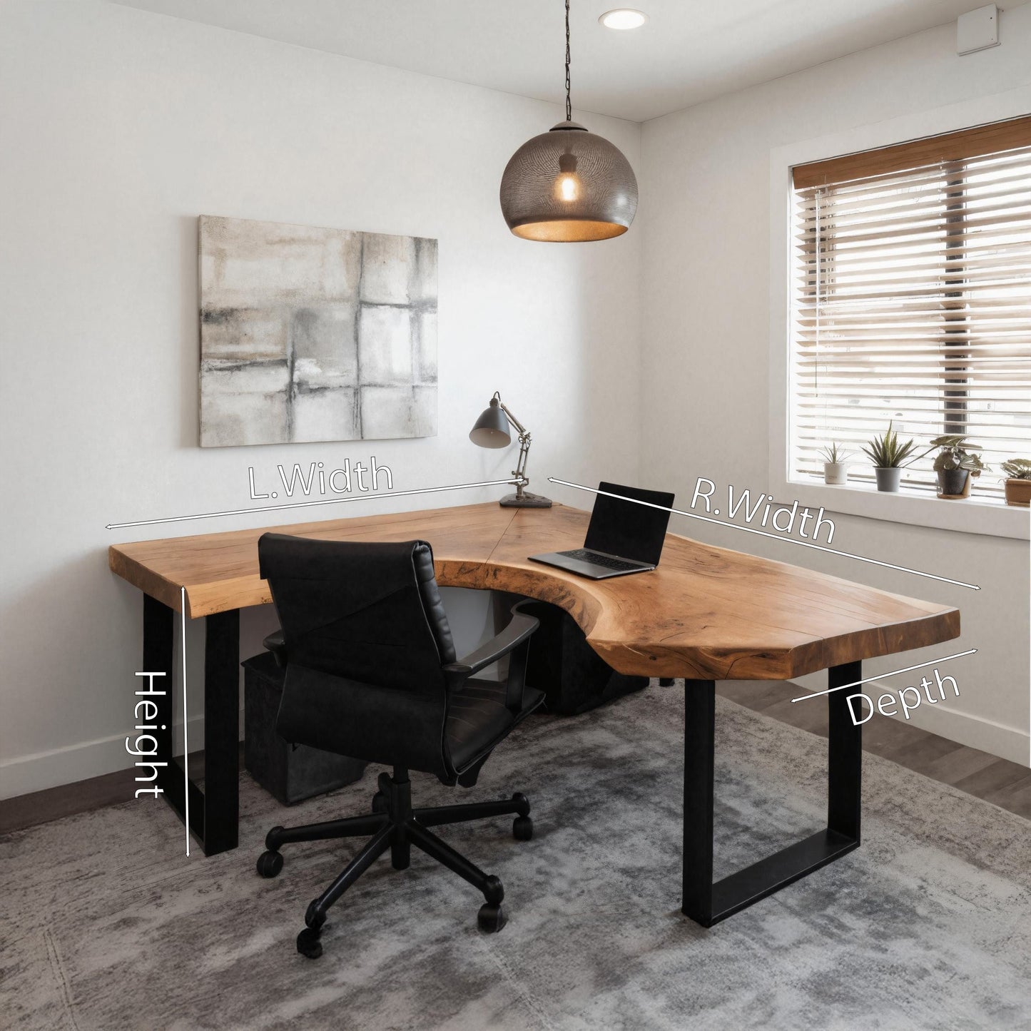 Modern Live Edge L Shaped Desk For Home Workspace Kitchnce