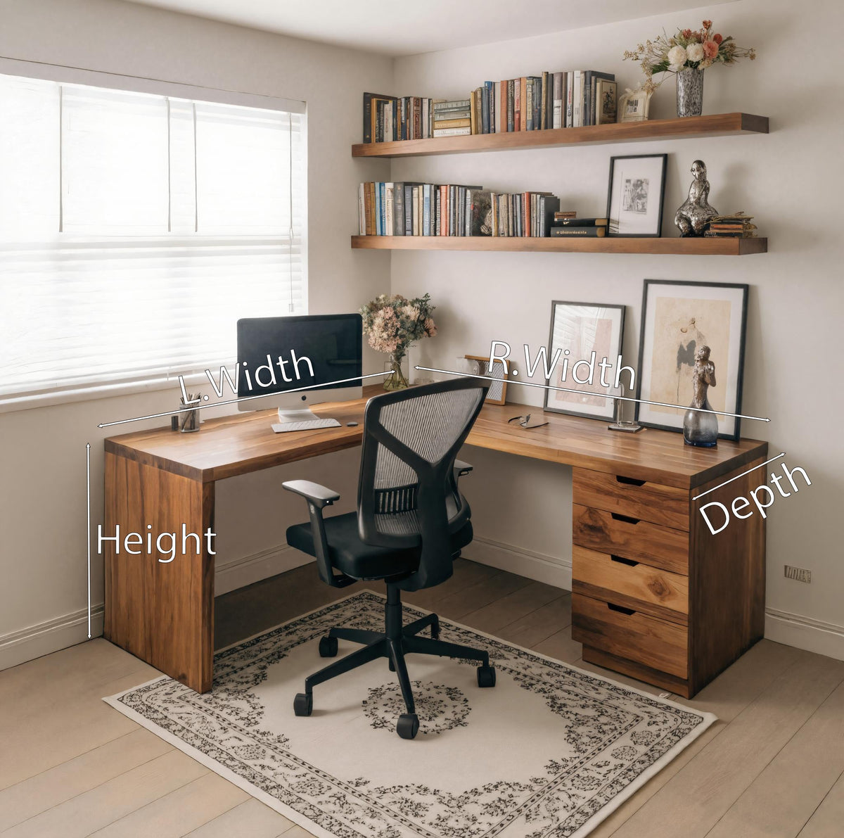 Contemporary L Shaped Desk With Drawers For Home Office