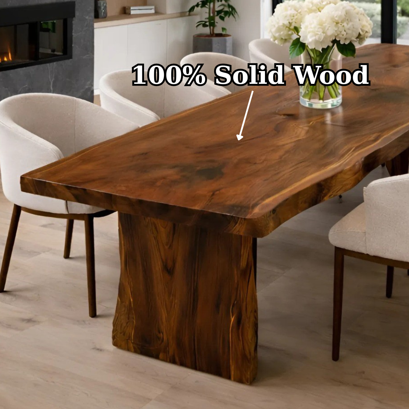 Farmhouse Solid Walnut Live Edge Dining Table for Modern Homes