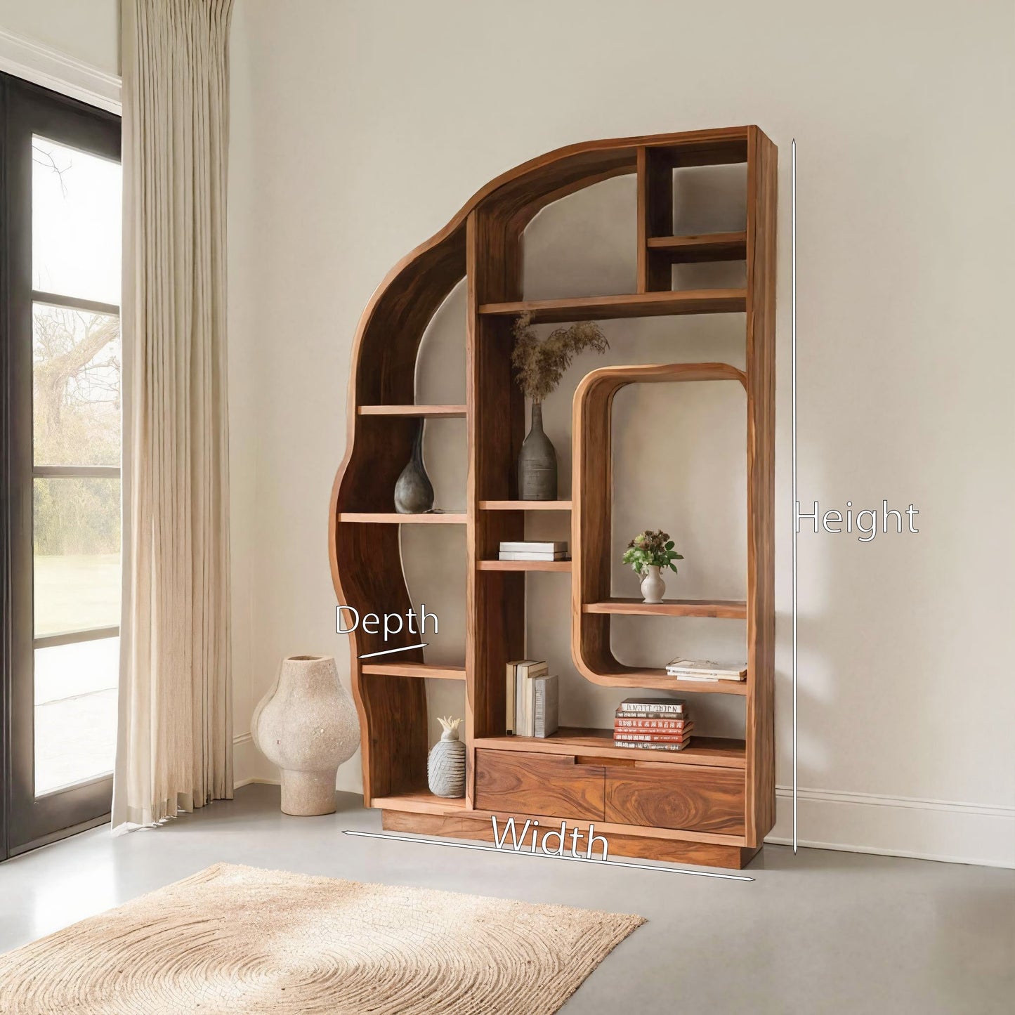 Minimalist Organic Bookshelf With Drawers For Home Decor Kitchnce