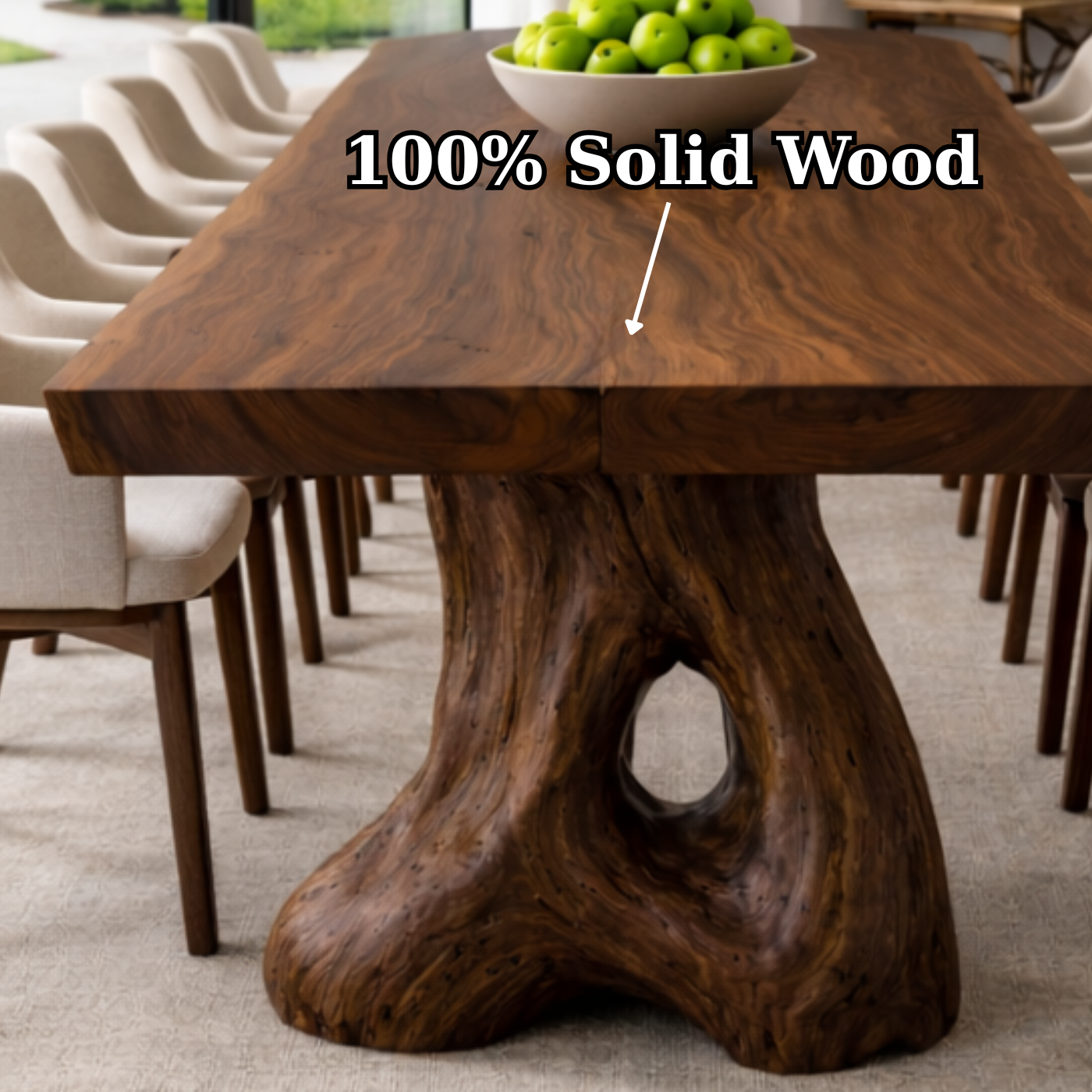 Handcrafted Solid Wood Dining Table For Modern Spaces