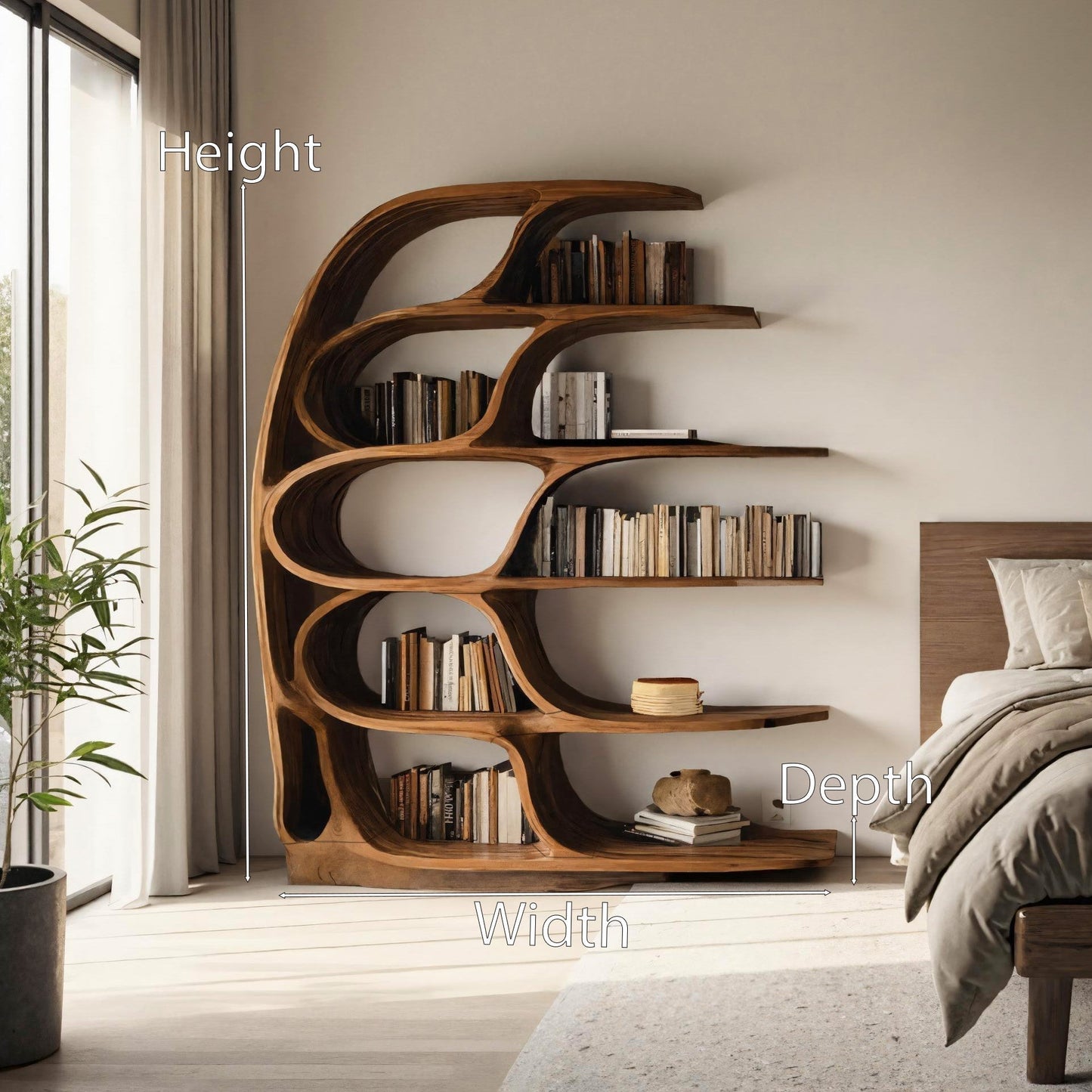 Modern Sculptural Bookshelf For Bedroom Or Living Room Kitchnce