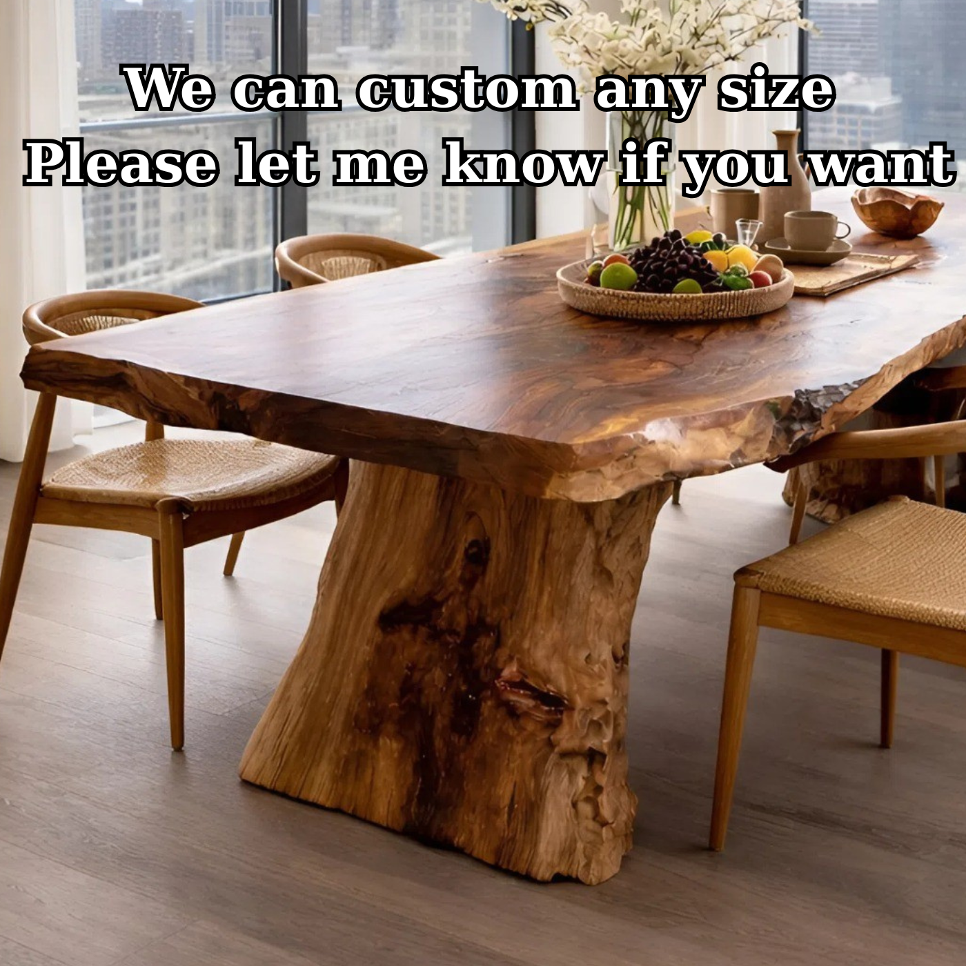 Handcrafted Solid Wood Live Edge Dining Table for Modern Interiors