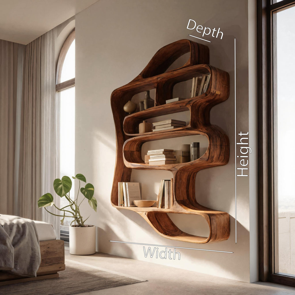 Sculptural Floating Bookshelf For Living Room Or Bedroom Kitchnce