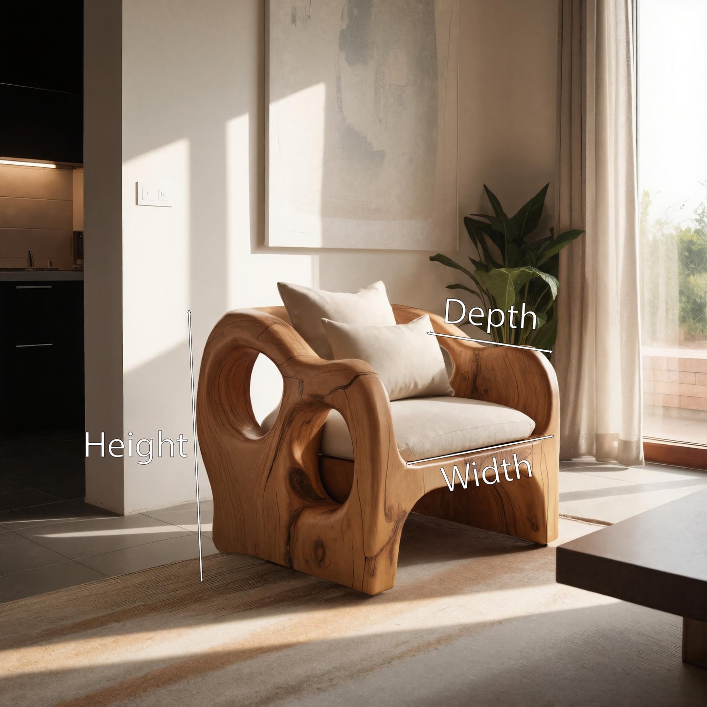 Artistic Sculpted Armchair For Living Room Or Lounge Kitchnce