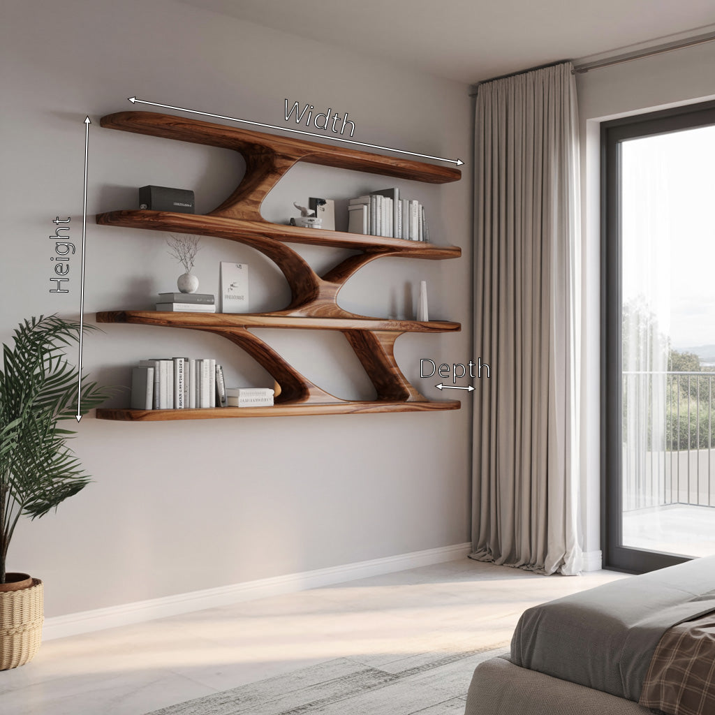 Modern Sculptural Wall Mounted Bookshelf For Bedroom Kitchnce