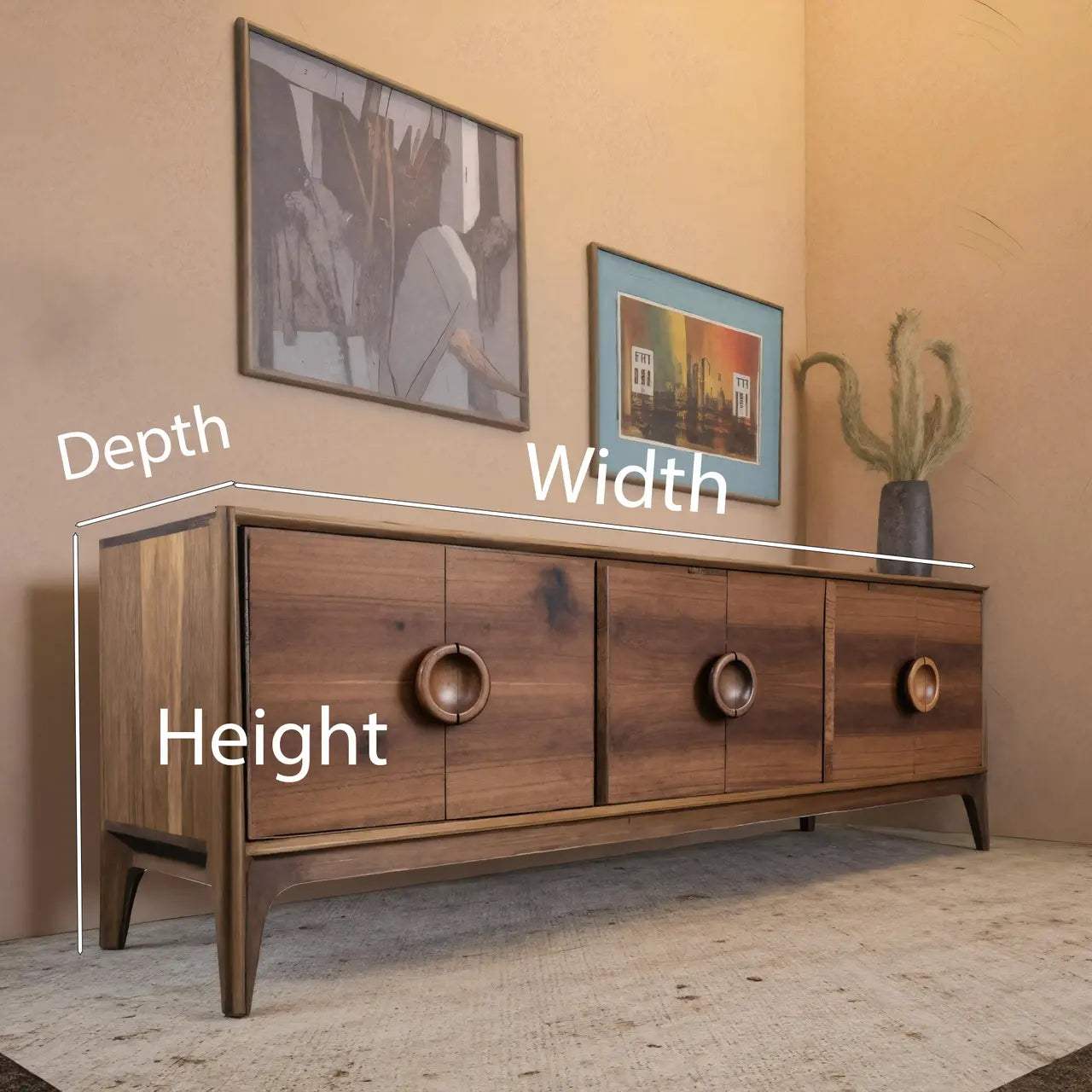 Mid Century Circular Sideboard For Living Room Kitchnce