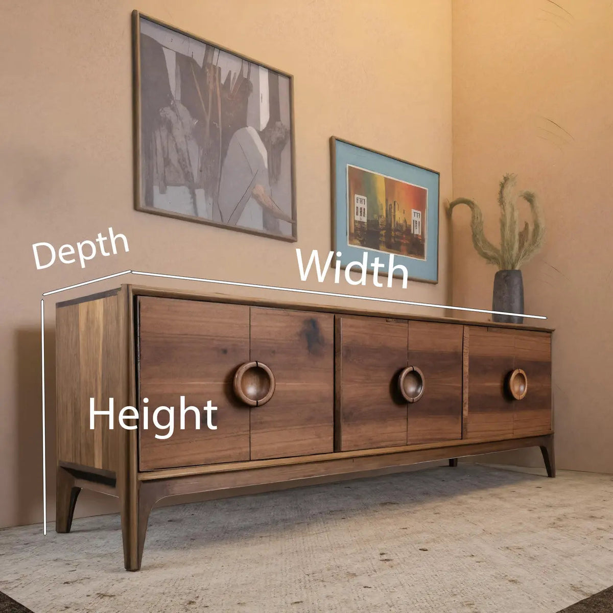 Mid Century Circular Sideboard For Living Room Kitchnce