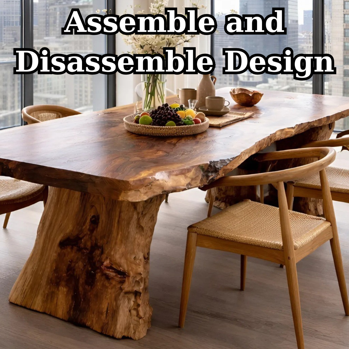 Handcrafted Solid Wood Live Edge Dining Table for Modern Interiors