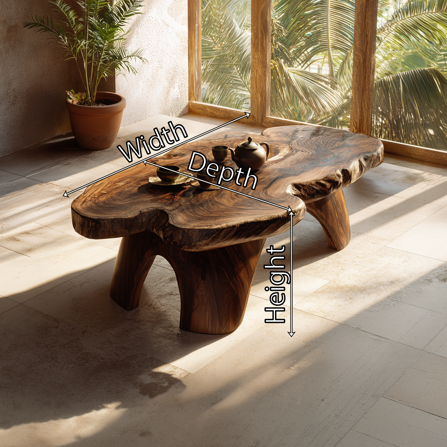 Live Edge Organic Coffee Table with Sculptural Natural Form
