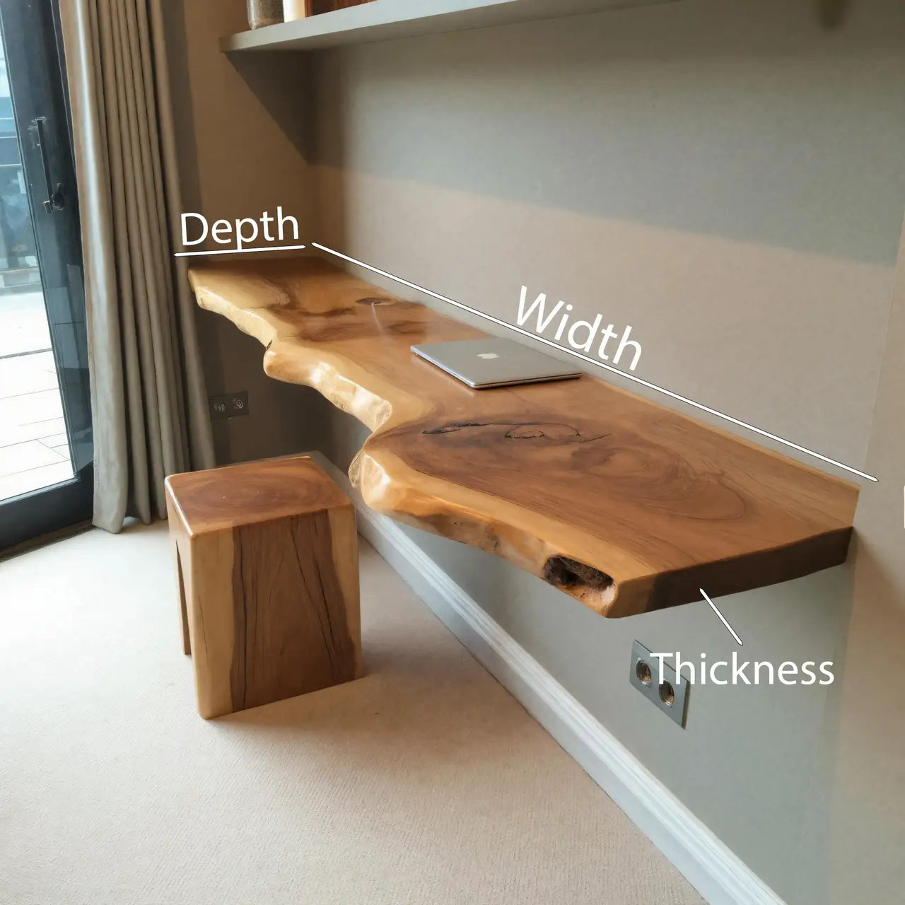 Modern Live Edge Floating Desk With Home Office Workspace Kitchnce