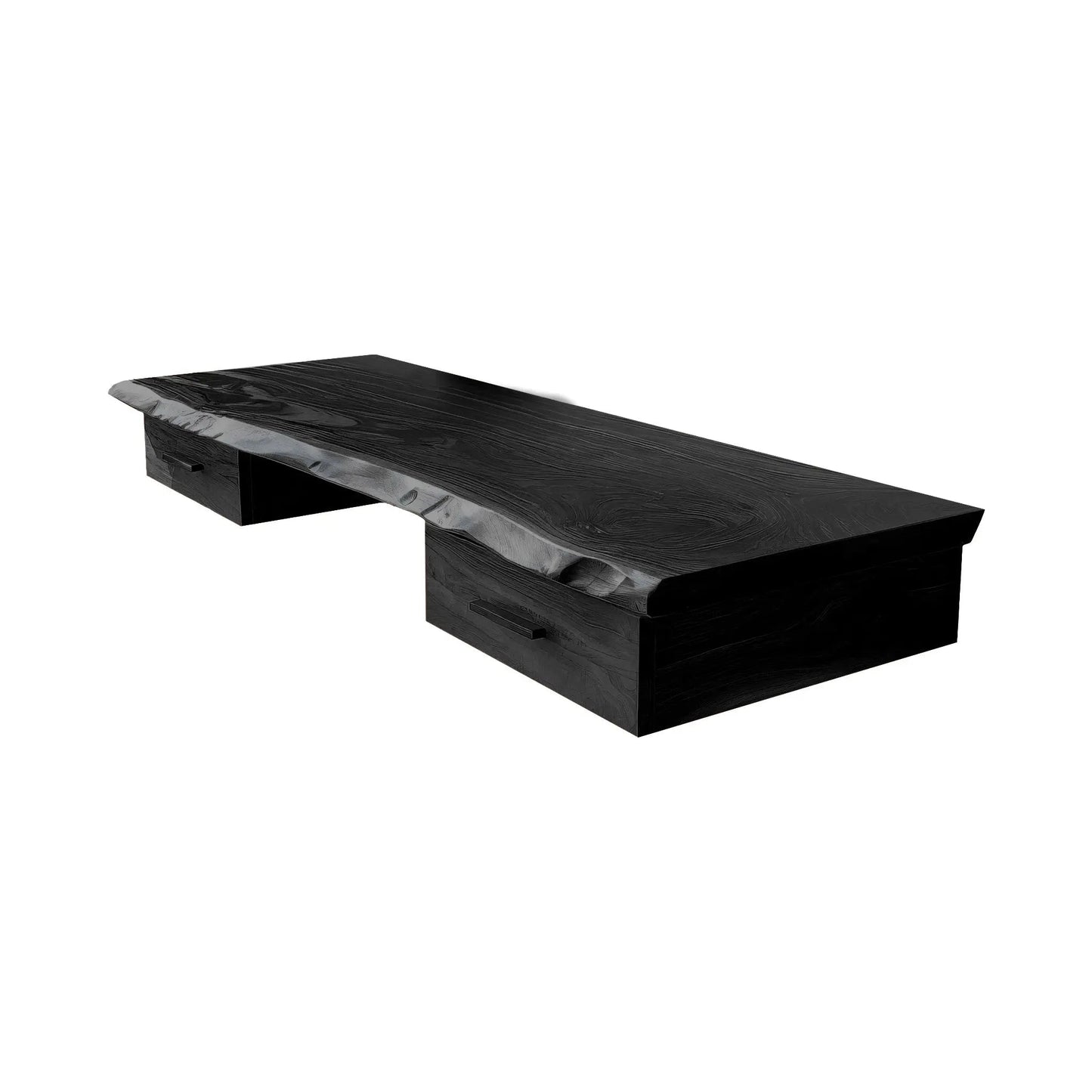 Aelric Live Edge Solid Wood Floating Desk with Drawers Kitchnce