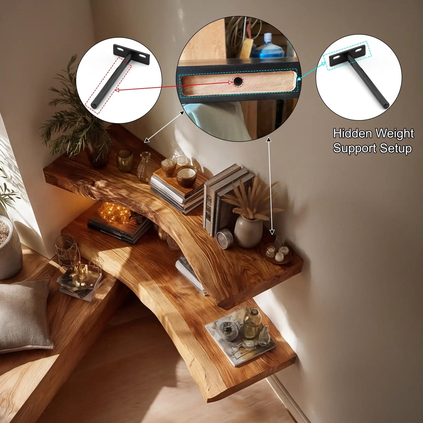 Ardorin Live Edge Solid Wood Floating Shelf SPA846446 Kitchnce