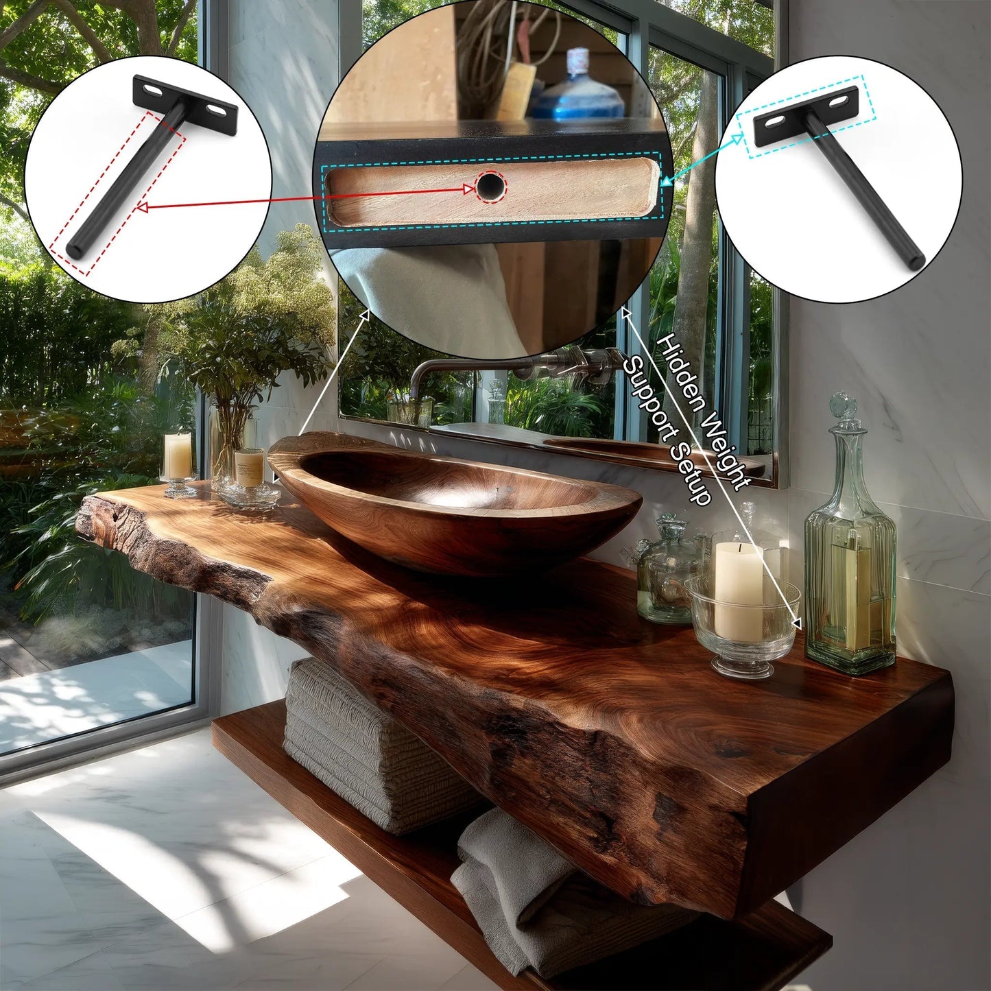 Avrelis Live Edge Solid Wood Floating Bathroom Vanity SPA900423 Kitchnce