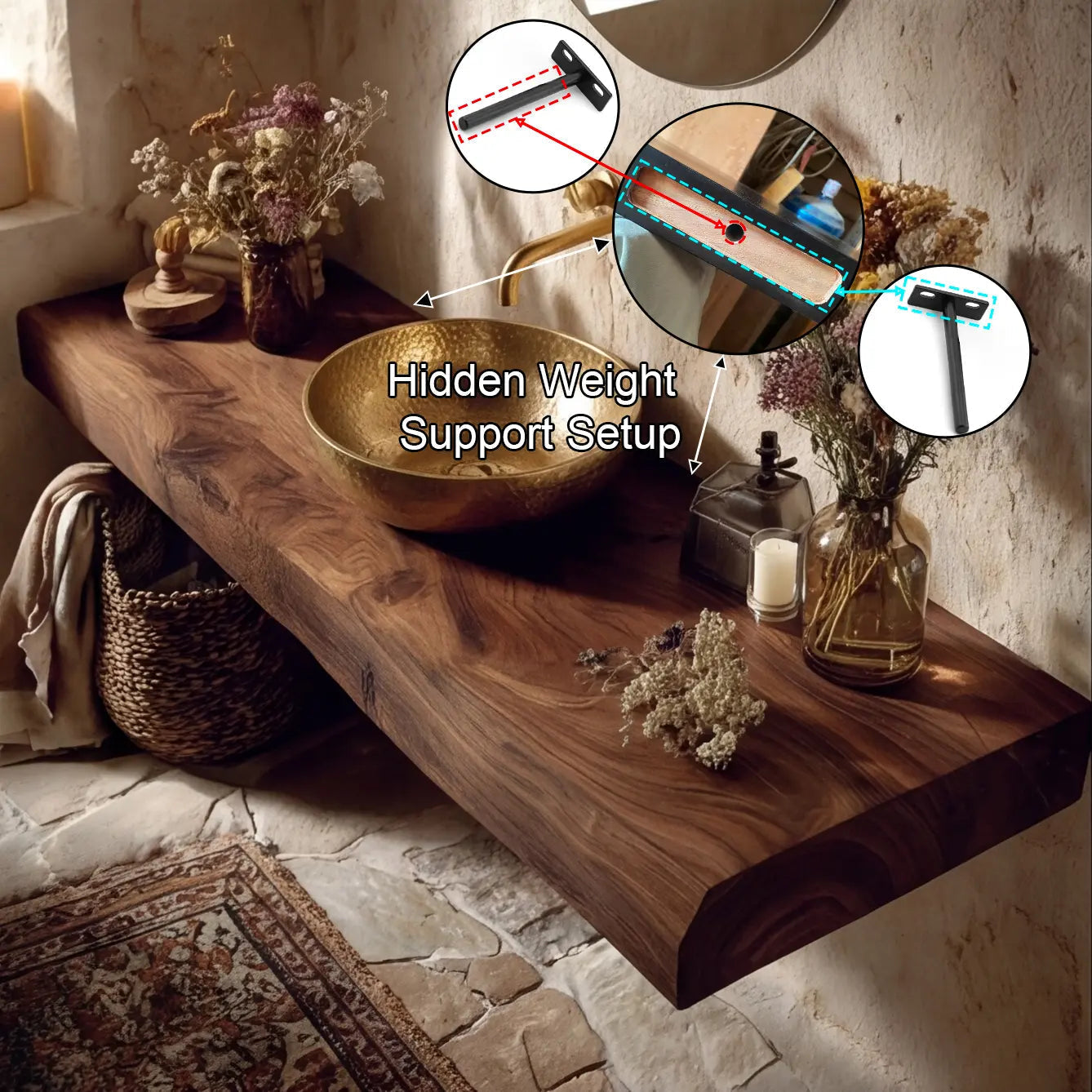 Bravon Solid Wood Floating Bathroom Vanity SPA120266 Kitchnce