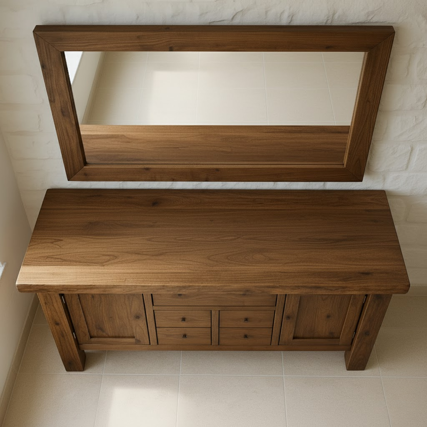 Handcrafted Solid Wood Bathroom Vanity - Live Edge Top, Cabinets, Drawers & Vessel Sink Base Kitchnce