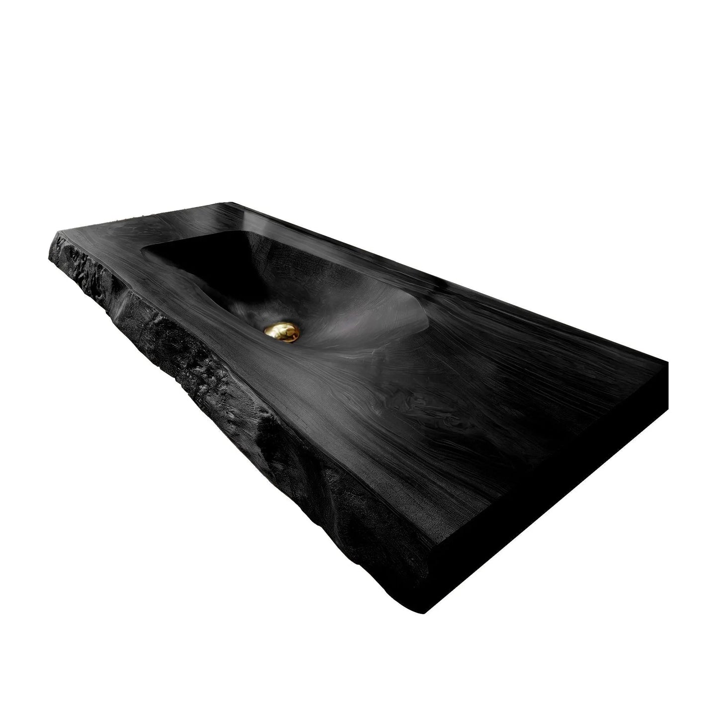Calvero Sculpted Live Edge Solid Wood Floating Bathroom Vanity with Integrated Sink Kitchnce