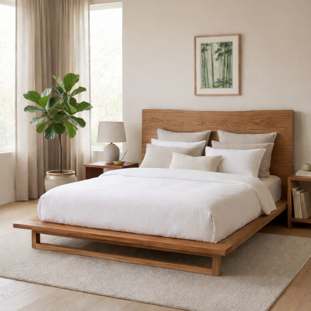 Solid Wood Platform Bed Frame with Low Profile & Minimalist Design