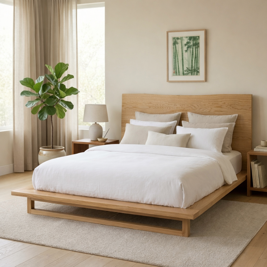 Solid Wood Platform Bed Frame with Low Profile & Minimalist Design