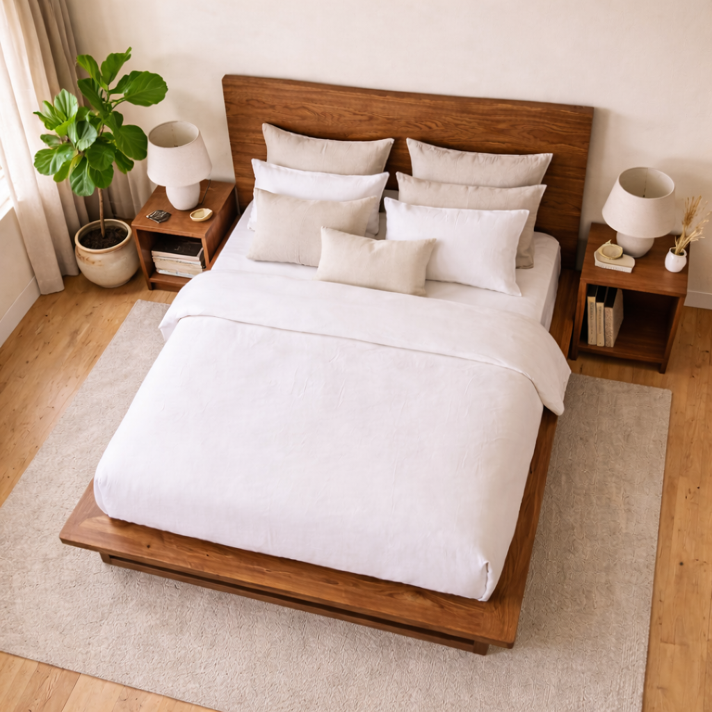 Solid Wood Platform Bed Frame with Low Profile & Minimalist Design