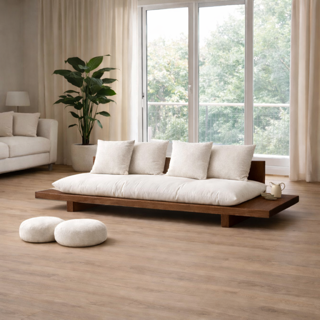 Modern Japandi Solid Wood Platform Sofa