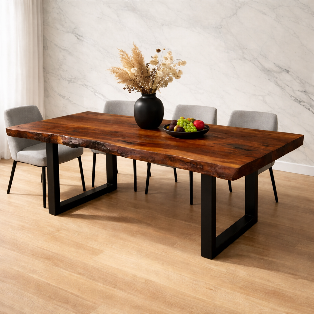 Handcrafted Live Edge Wood Dining Table for Modern Living