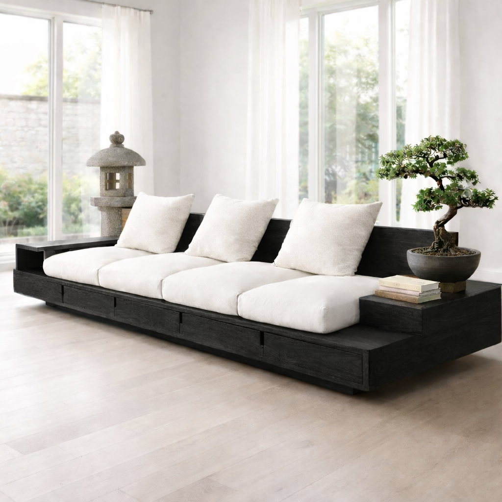 Solid Wood Platform Sofa with Storage