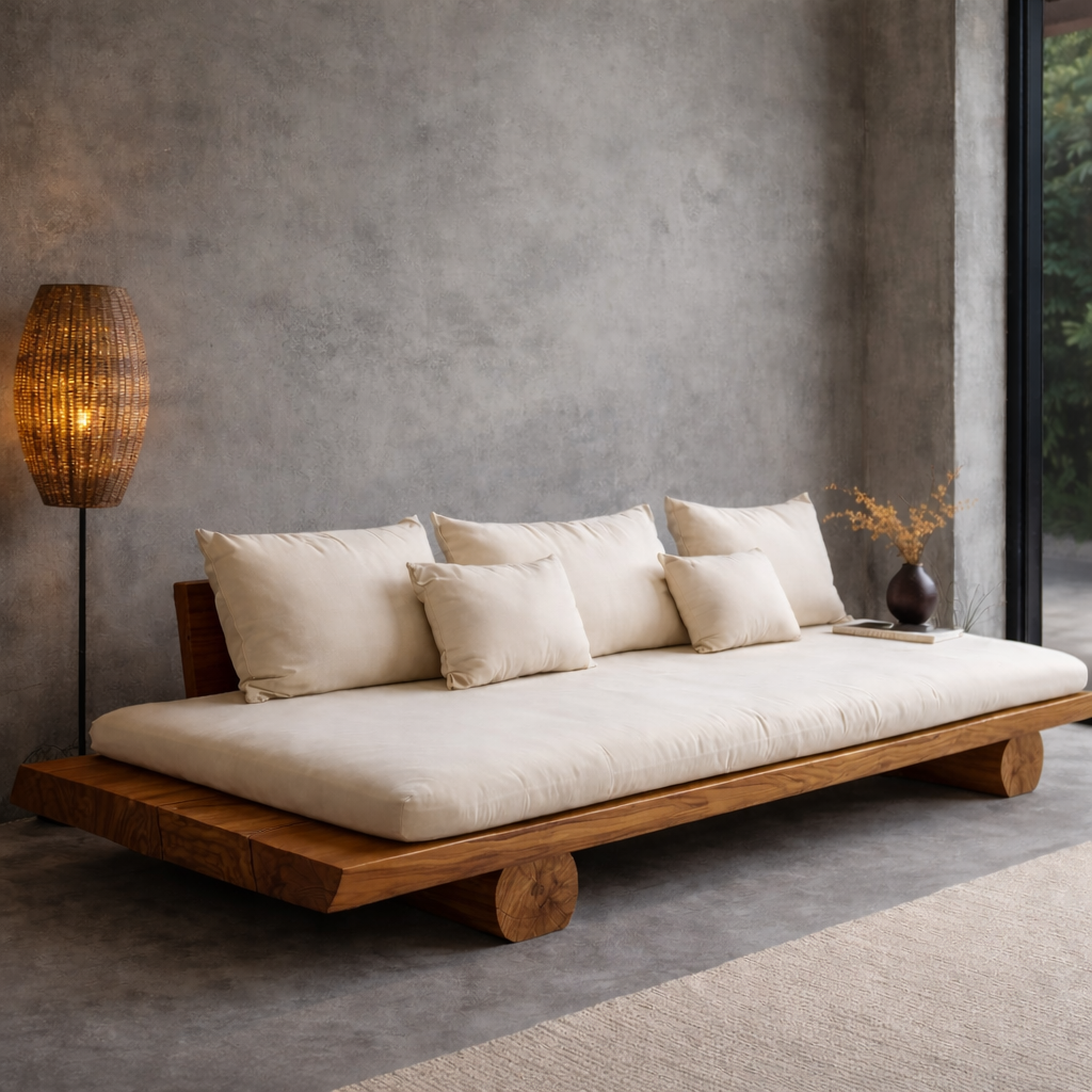 Minimalist Solid Wood Platform Daybed Sofa