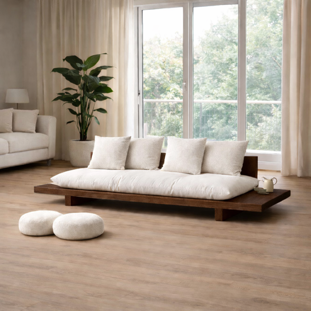 Modern Japandi Solid Wood Platform Sofa