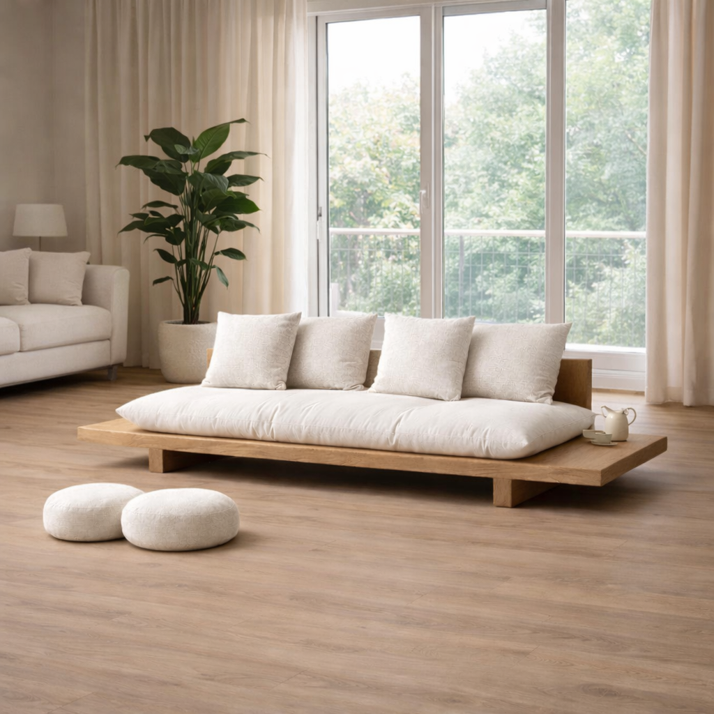 Modern Japandi Solid Wood Platform Sofa