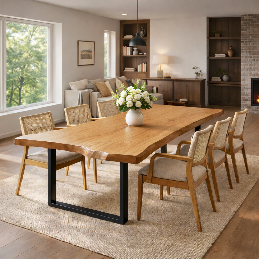 Handcrafted Modern Live Edge Dining Table with Clean Design