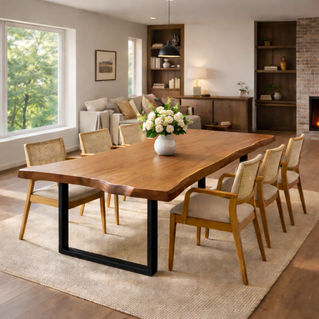 Handcrafted Modern Live Edge Dining Table with Clean Design
