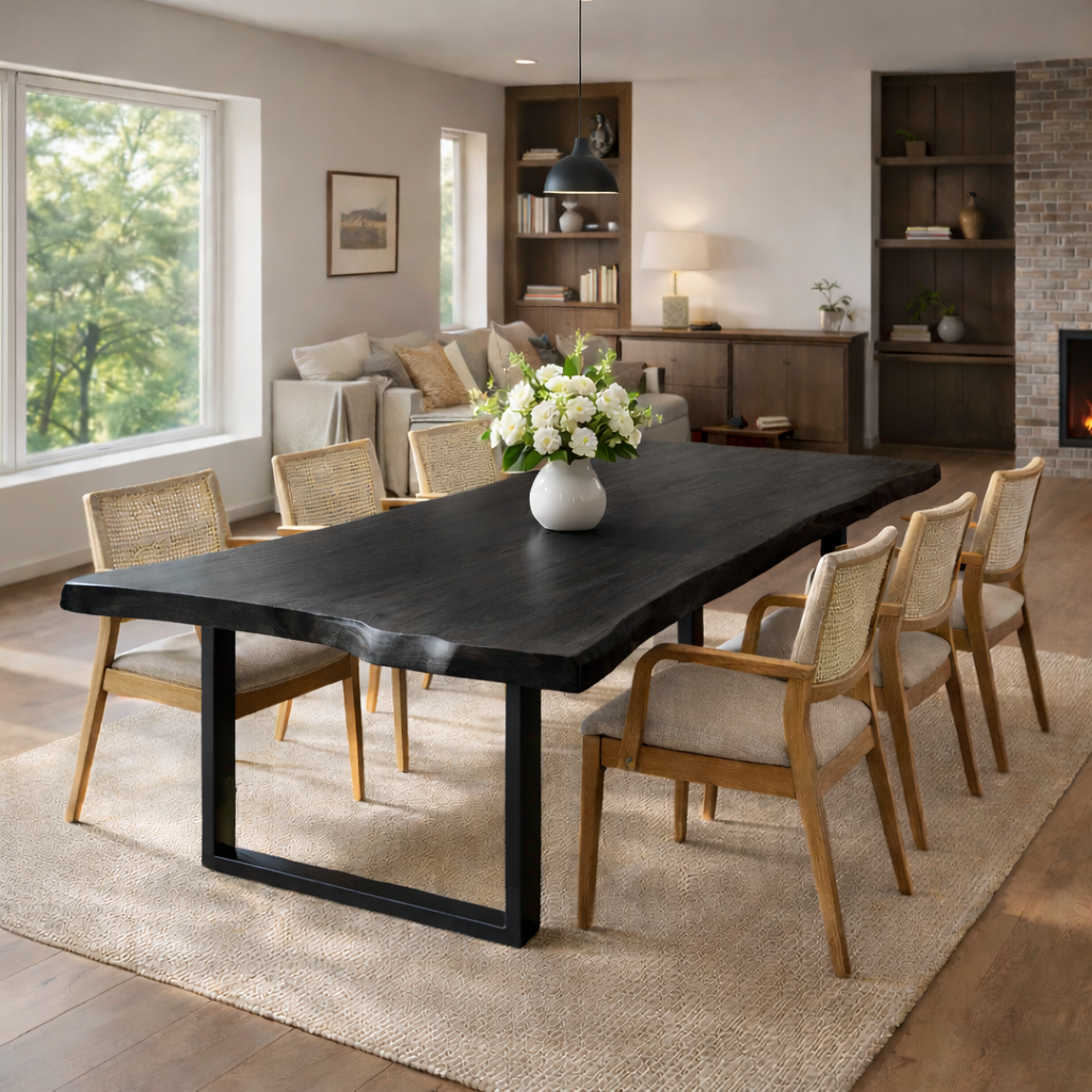 Handcrafted Modern Live Edge Dining Table with Clean Design