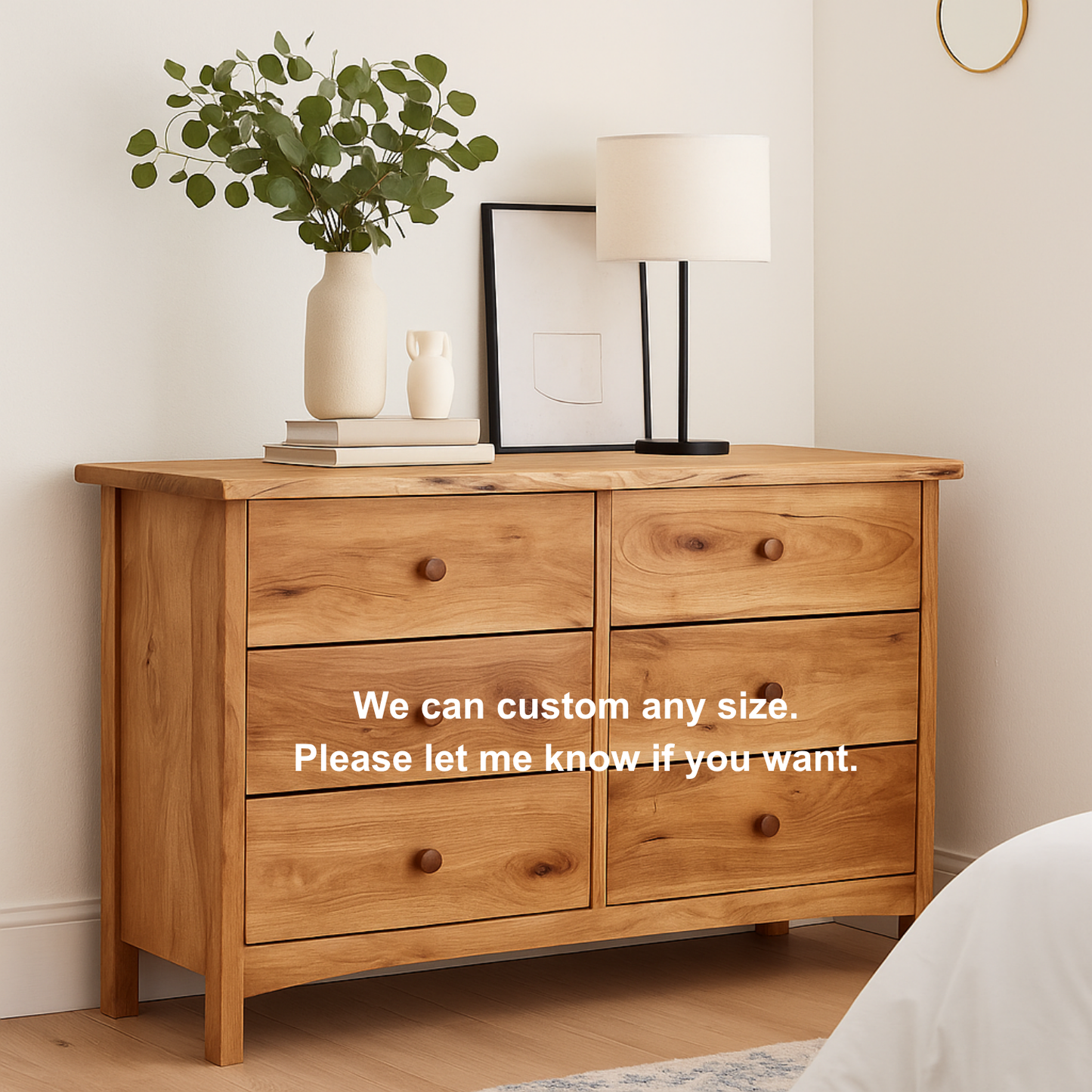 Handcrafted Solid Wood Dresser – Rustic Scandinavian 6 Drawer Chest for Bedroom Storage Kitchnce