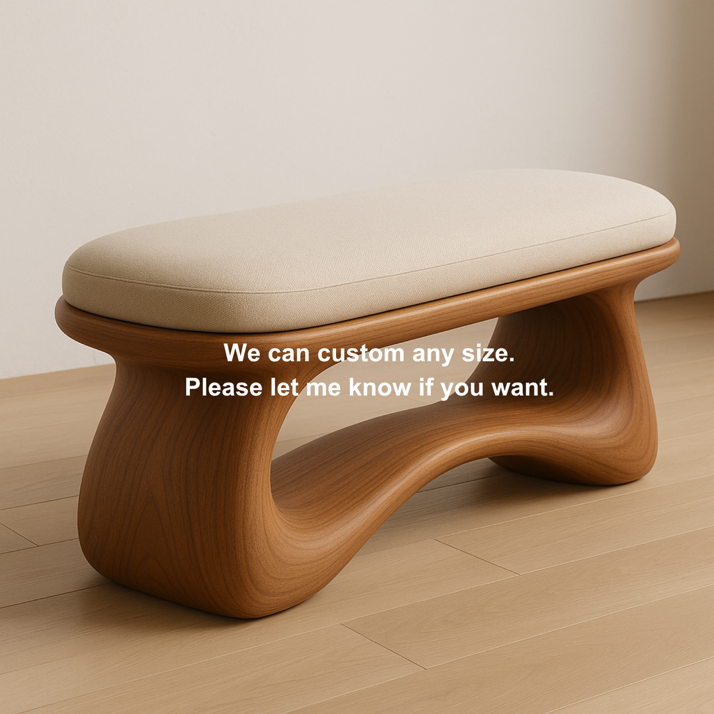 Handcrafted Sculptural Solid Wood Bench – Modern Organic Flow Design for Contemporary Interiors Kitchnce