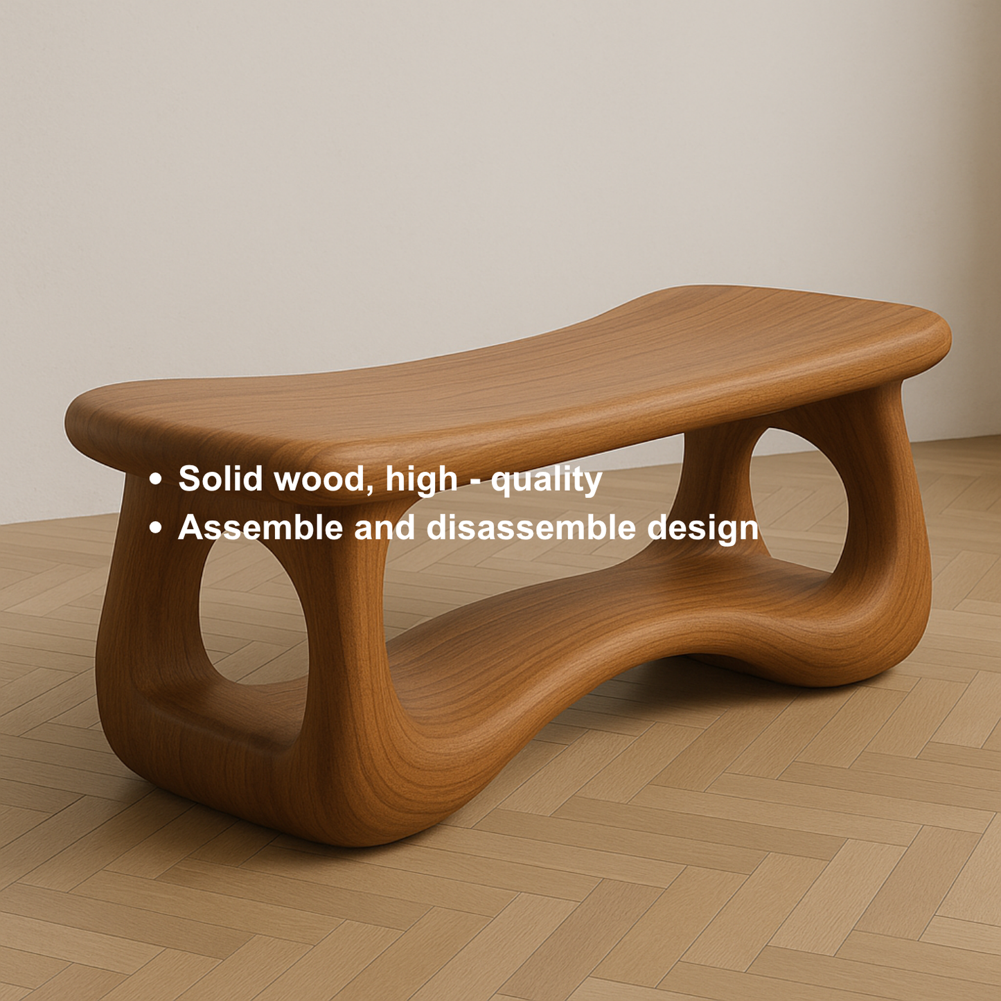 Handcrafted Sculptural Solid Wood Bench – Organic Flow Design for Modern Contemporary Spaces Kitchnce
