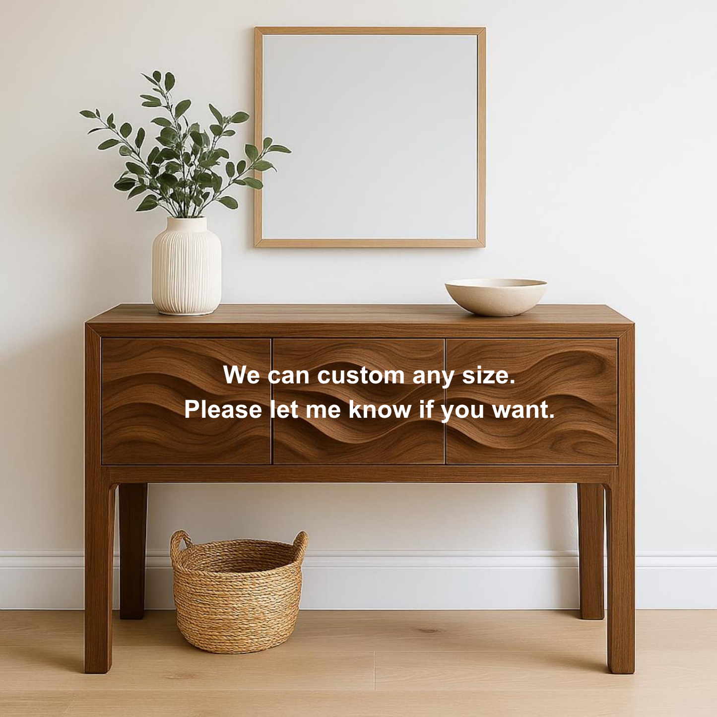 Handcrafted Solid Wood Console Table – Sculptural Wave Design Entryway Table for Modern Interiors Kitchnce